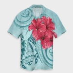AmericansPower Shirt - Hawaii Polynesian Turtle Hibiscus Blue Hawaiian Shirt Bless Style