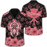 AmericansPower Shirt - (Personalized) Kanaka Turtle Hibiscus Hawaiian Shirt Black Pink