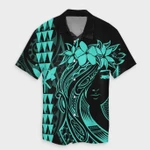 AmericansPower Shirt - Hawaii Map Kanaka Polynesian Hula Girl Hawaiian Shirt Turquoise