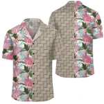 AmericansPower Shirt - Pink Monstera And Green Tropical Leaves White Lauhala Moiety Hawaiian Shirt