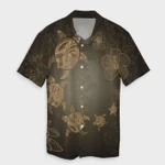 AmericansPower Shirt - Hawaiian Plumeria Hibiscus Turtle Under Sea Polynesian Hawaiian Shirt Gold