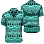 AmericansPower Shirt - Polynesian Tattoo Tribal Turquoise Hawaiian Shirt
