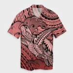 AmericansPower Shirt - Hawaii Turtle Wave Hawaiian Shirt News Style Red