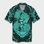 AmericansPower Shirt - Hawaii Anchor Hibiscus Flower Vintage Hawaiian Shirt Turquoise