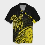 AmericansPower Shirt - Hawaii Turtle Polynesian Map Plumeria Yellow Hawaiian Shirt