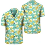 AmericansPower Shirt - Tropical Plumeria Blue Hawaiian Shirt