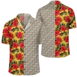 AmericansPower Shirt - Tropical Flowers And Palm Leaves Lauhala Moiety Hawaiian Shirt