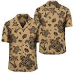 AmericansPower Shirt - Polynesian Turtle Palm And Sea Pebbles Gold Hawaiian Shirt