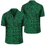 AmericansPower Shirt - Polynesian Hawaiian Style Tribal Tattoo Green Hawaiian Shirt