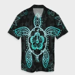 AmericansPower Shirt - Hawaiian Turtle And Hibiscus Polynesian Hawaiian Shirt Turquoise