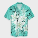 AmericansPower Shirt - Hawaiian Plumeria Polynesian Hawaiian Shirt Turquoise