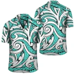 AmericansPower Shirt - Polynesian Maori Ethnic Ornament Turquoise Hawaiian Shirt