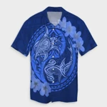 AmericansPower Shirt - Hawaii Yin Yang Turtle Shark Hibiscus Plumeria Hawaiian Shirt Blue