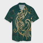AmericansPower Shirt - Hawaii Triple Marble Turtle Polynesian Hibiscus Hawaiian Shirt Benjamin Style Green