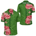 AmericansPower Shirt - (Personalized) Hibiscus Flowers Polynesian Hawaiian Shirt Green Curtis Style