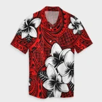 AmericansPower Shirt - Hawaiian Plumeria Tribal Polynesian Hawaiian Shirt Red