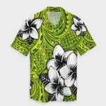 AmericansPower Shirt - Hawaiian Plumeria Tribe Yellow Green Polynesian Hawaiian Shirt