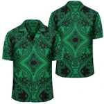 AmericansPower Shirt - Polynesian Plumeria Mix Green Black Hawaiian Shirt