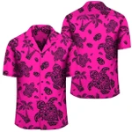 AmericansPower Shirt - Polynesian Turtle Palm And Sea Pebbles Pink Hawaiian Shirt