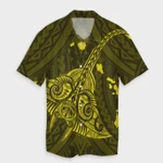 AmericansPower Shirt - Hawaiian Map Kanaka Manta Ray Polynesian Hawaiian Shirt Yellow