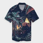 AmericansPower Shirt - Hawaiian Palm Tree Volcano Night On The Land Hawaiian Shirt
