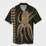 AmericansPower Shirt - Hawaii Octopus KaKau Polynesian Hawaiian Shirt Gold