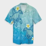 AmericansPower Shirt - Hawaii Plumeria Deep Blue Turtle Hawaiian Shirt