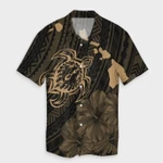 AmericansPower Shirt - Hawaiian Hibiscus Sea Turtle Swim Polynesian Hawaiian Shirt Gold