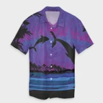 AmericansPower Shirt - Hawaiian Dolphin In Night Polynesian Hawaiian Shirt