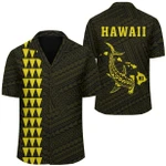 AmericansPower Shirt - Kakau Polynesian Hammerhead Shark Map Hawaii Shirt Yellow