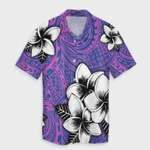 AmericansPower Shirt - Hawaiian Plumeria Tribal Pink Polynesian Hawaiian Shirt Blue