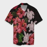 AmericansPower Shirt - Hawaii Red Hibiscus Turtle Hawaiian Shirt Ray Style