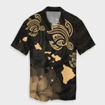 AmericansPower Shirt - Hawaii Turtle Hibiscus Map Polynesian Hawaiian Shirt Gold