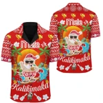 AmericansPower Shirt - Hawaii Mele Kalikimaka Santa Claus Pattern Christmas Hawaiian Shirt Red Labo Style