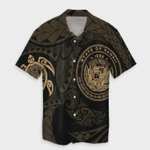 AmericansPower Shirt - Hawaiian Coat Of Arms Turtle Polynesian Hawaiian Shirt Gold