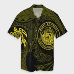 AmericansPower Shirt - Hawaiian Coat Of Arms Turtle Polynesian Hawaiian Shirt Yellow