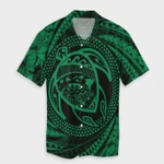 AmericansPower Shirt - Hawaiian Kanaka Honu Hibiscus Tornando Polynesian Green Hawaiian Shirt