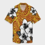 AmericansPower Shirt - Hawaiian Plumeria Tribe Yellow Red Polynesian Hawaiian Shirt