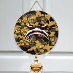 AmericansPower Hanging Door Sign - Alpha Phi Alpha Full Camo Shark Hanging Door Sign | AmericansPower
