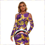 AmericansPower Clothing - Omega Psi Phi Full Camo Shark  Women's Tight Dress A7 | AmericansPower