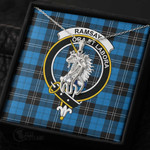 1stScotland Jewelry - Ramsay Blue Ancient Clan Tartan Crest Graceful Love Giraffe Necklace A7 |  1stScotland