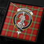 1stScotland Jewelry - Morrison Red Modern Clan Tartan Crest Graceful Love Giraffe Necklace A7 |  1stScotland