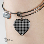 1stScotland Jewelry - Menzies Black White Modern Tartan Heart Bangle A7 | 1stScotland