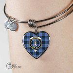1stScotland Jewelry - MacKay Blue Clan Tartan Crest Heart Bangle A7 | 1stScotland
