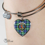1stScotland Jewelry - Sutherland Old Ancient Clan Tartan Crest Heart Bangle A7 | 1stScotland