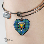 1stScotland Jewelry - Falconer Clan Tartan Crest Heart Bangle A7 | 1stScotland