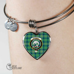 1stScotland Jewelry - Kennedy Ancient Clan Tartan Crest Heart Bangle A7 | 1stScotland