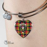 1stScotland Jewelry - Buchanan Modern Clan Tartan Crest Heart Bangle A7 | 1stScotland