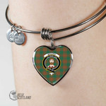 1stScotland Jewelry - Menzies Green Ancient Clan Tartan Crest Heart Bangle A7 | 1stScotland