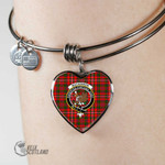 1stScotland Jewelry - MacKinnon Modern Clan Tartan Crest Heart Bangle A7 | 1stScotland